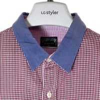 STUSSY ステューシー AUTHENTIC ギンガムチェック 半袖シャツ パープル×ホワイト sizeXL 瑞穂店