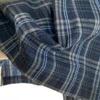 L.L.Bean エルエルビーン シアサッカーチェックシャツ 半袖 ポリエステル フィッシング ネイビー Size L 福生店