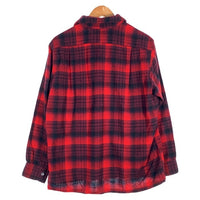 70's PENDLETON ペンドルトン ボードシャツ ウール オープンカラー オンブレチェックシャツ レッド ブラック USA製 Size L 福生店
