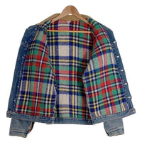 AVIATIC アビアティック デニムジャケット 襟コーデュロイ インディゴ フランネルチェックライナー イタリア製 Size M 福生店