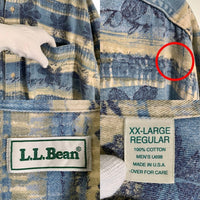 90's L.L.Bean エルエルビーン 総柄プリント ボタンダウンシャツ ブルー USA製 Size XXL 福生店