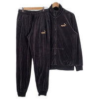 PUMA プーマ ベロア トラックスーツ ジャケット パンツ ブラック ロゴ刺繡 680016-01 Size M 福生店