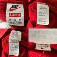 SUPREME シュプリーム 19AW NIKE ナイキ Leather Applique Sweatshirt レザーアップリケ プルオーバースウェットパーカー レッド CK6225-687 Size M 福生店