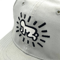 90's Keith Haring キースヘリング 6パネルキャップ スナップバック グレー 刺繡 ROMAN USA製 福生店