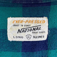 60-70's NATIONAL SHIRT SHOPS オープンカラー フランネルチェックシャツ グリーン Size XL 福生店