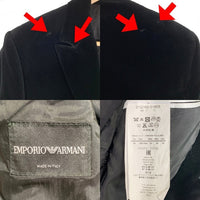 EMPORIO ARMANI エンポリオアルマーニ ベロア 1B テーラードジャケット ブラック 01G160 01808 Size IT 54 福生店