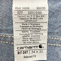 Carhartt カーハート Relaxed Fit テーパードデニムパンツ インディゴ ウォッシュ加工 B17 DST Size 34×30 瑞穂店