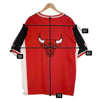 90's~ Champion チャンピオン NBA CHICAGO BULLS シカゴ・ブルズ Vネック プルオーバートップス 半袖 ブラック レッド Size L 福生店