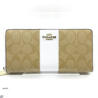 COACH コーチ F52859 シグネチャー PVCレザー ラウンドファスナーウォレット 長財布 ホワイト カーキ 福生店