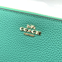 COACH コーチ C4451 PVCレザー ラウンドファスナーウォレット 長財布 グリーン ストラップ 福生店