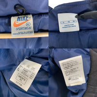 NIKE ナイキ スウェード切替 ポリエステル 中綿 ジップアップジャケット ブルゾン ネイビー ブラック カナダ製 Size XL 福生店