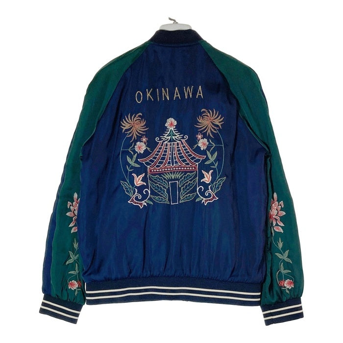 ZARA ザラ サテンスカジャン リバーシブル ネイビーxグリーン