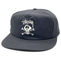 80-90's STUSSY ステューシー スカルボーン刺繡 5パネルキャップ ブラック オールド タグなし 福生店