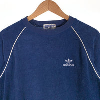 80's adidas アディダス パイル地 ラグランスリーブ トップ ネイビー Size L 福生店