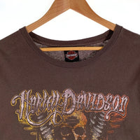 00's HARLEY-DAVIDSON ハーレーダビッドソン ダブルサイド プリントTシャツ スカル テキサス チャコール Size XXL 相当 福生店