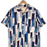 Starry Gate スターリーゲート ジェラード リネン コットン オープンカラーチェックシャツ 半袖 ブルー ホワイト Size L 福生店