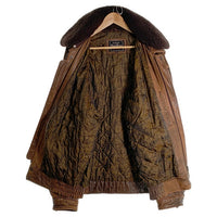 Pierre Bonee ピエールボーン 襟ボア レザーフライトジャケット ブラウン Size 4L 福生店