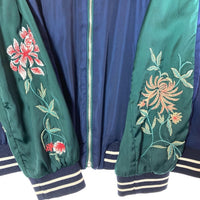 ZARA ザラ サテンスカジャン リバーシブル ネイビーxグリーン sizeS 瑞穂店