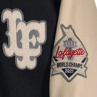 LFYT エルエフワイティー WORLD CHAMPS 2021 LF LOGO STADIUM JACKET スタジアムジャケット ブラック ウール レザ- Size XL 福生店
