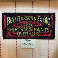 BUZZ RICKSONS バズリクソンズ ストライプ ワークシャツ 半袖 生成り Size 15-15 1/2 瑞穂店