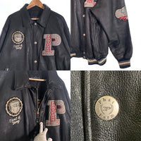 PHAT FARM ファットファーム オールレザー スタジャン ワッペン 刺繡 ブラック Size XL 福生店