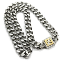 FENDI フェンディ FFロゴ 喜平チェーンネックレス パラジウム ゴールドカラー Size 51cm 福生店
