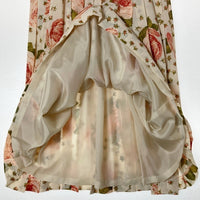 KANEKO ISAO カネコイサオ ローズ総柄 裏地付き プリーツスカート K32FS11 ライトベージュ×ピンク size- 瑞穂店