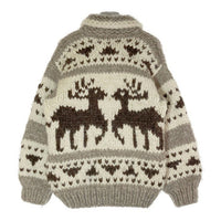 North Pole ノースポール カウチンセーター ジップアップ カナダ製 トナカイ柄 ブラウン Size M 相当 瑞穂店