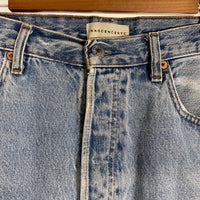 INNOCENCENYC イノセンスニューヨーク ダメージ加工 デストロイレザー デニムパンツ ライトブルー リーバイスリメイク INDELE01 Size 33 福生店