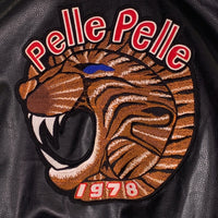 90's pellepelle ペレペレ オールレザースタジャン ジップアップ ブラック クリーム ワッペン Size XL 福生店