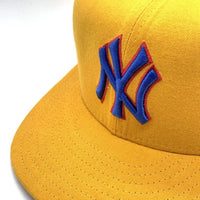 90's New Era ニューエラ MLB ニューヨーク・ヤンキース 59FIFTY ベースボールキャップ イエロー ウール USA製 Size 7 1/8 (56.8cm) 福生店