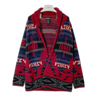 LAUREN JEANS COMPANY RALPH LAUREN ローレンジーンズ ラルフローレン ネイティブ柄 ショールカラー ガウンニット レッド sizePS 瑞穂店