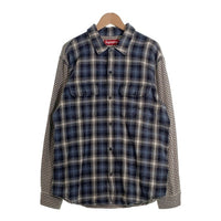 SUPREME シュプリーム Houndstooth Plaid Flannel Shirt 長袖 プレイド フランネル シャツ ブルー グレー Size M 福生店