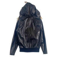 Schott ショット ファーフード レザーライダースジャケット リブ ブラック 牛革 3161012 Size M 福生店