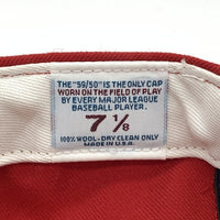 90's New Era ニューエラ MLB ニューヨーク・ヤンキース 59FIFTY ベースボールキャップ レッド 注音符号 USA製 Size 7 1/8 (56.8cm) 福生店