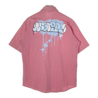 X-LARGE エクストララージ AIR BRUSH プリント USA製 半袖ストライプシャツ レッド size- 瑞穂店