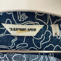 A BATHING APE アベイシングエイプ ゴリラ 迷彩総柄 半袖シャツ ネイビー sizeXL 瑞穂店