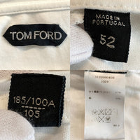 TOM FORD トムフォード ロングスリーブカットソー ホワイト リヨセル コットン 裾刺繡 Size 54 福生店