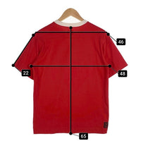 Evisu エヴィス Vガゼット Tシャツ フットボールT レッド デニム地ロゴ Size L 福生店