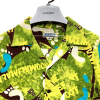 SUN SURF サンサーフ SS31201 足跡総柄 コットン 半袖アロハシャツ ライムグリーン sizeM 瑞穂店