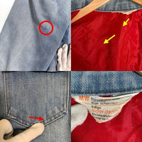 70's~ J.C.Penney ジェイシーペニー Super Denim デニムジャケット 赤キルティングライナー ライトブルー 短丈 Size L 相当 福生店