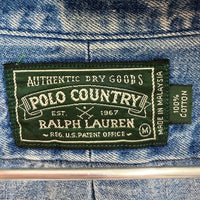 POLO COUNTRY ポロカントリー 90's マレーシア製 ボタンダウン デニムシャツ インディゴ sizeM 瑞穂店