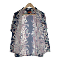 CALEE キャリー オープンカラーレーヨンシャツ アロハ ネイビー ハイビスカス Size L 福生店