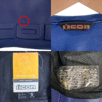 ICON MOTOSPORT アイコン モトスポーツ パンチングレザー ライダースジャケット レーシング 肩パッド ネイビー Size S (38-40) 福生店