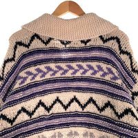 ATRCTR アトラクタ Hand knit zip cardigan ハンド ニット ジップ カーディガン ウール クリーム パープル Size 2 福生店