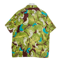 SUN SURF サンサーフ SS31201 足跡総柄 コットン 半袖アロハシャツ ライムグリーン sizeM 瑞穂店