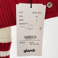 glamb グラム ドンキーカラー レザー ウールスタジャン レッド GB17AT/JKT10 Size 4 瑞穂店