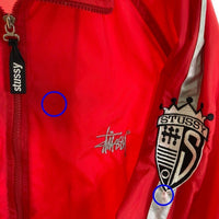 STUSSY ステューシー USA製 リフレクター サイドライン ポリエステルジャケット レッド sizeL 瑞穂店