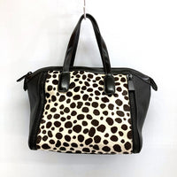 FURLA フルラ ダルメシアン ハラコ ハンドバッグ ブラック×オフホワイト 瑞穂店
