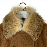 BACCA バッカ コヨーテファー アルパカ混 ウール ショートジャケット ブラウン size38 瑞穂店